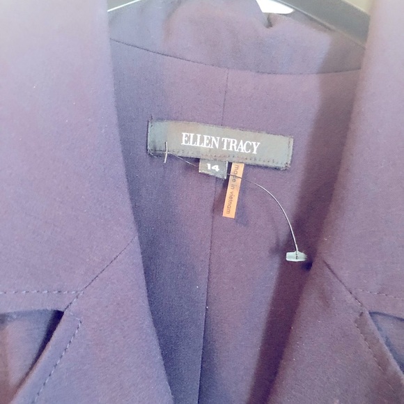 Ellen Tracy Navy Sheath Dress Sleeveless Notched Collar - Picture 2 of 5